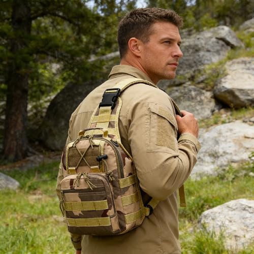 Viriber Tactical Backpack, Waterproof Military Cross-body Molle Sling Shoulder Backpack Chest Bag for Outdoor Every Day Carry CP02 - color: Cp02