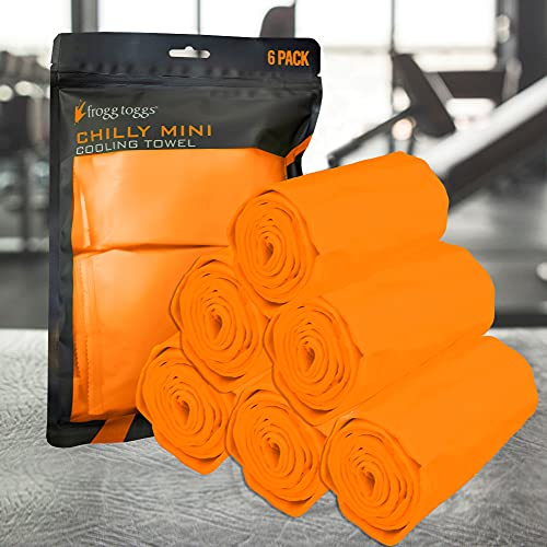FROGG TOGGS Chilly Mini Cooling Neck Towel, 6 count, 29"x3" - color: Orange - 6 Pack
