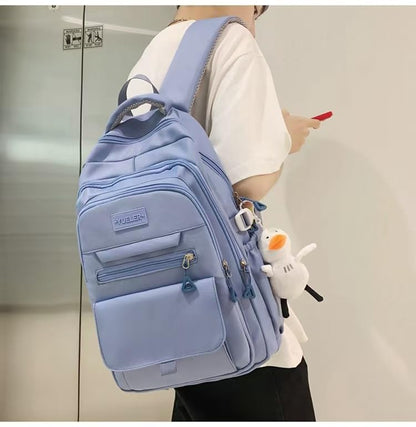 Student Backpack for Teen Girls Boys Preppy Elementary Middle School College Bookbags Cute Aesthetic Trendy Daypack (Blue) - color: Blue