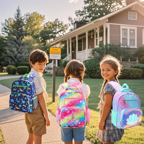 RHCPFOVR Kids Backpack for Girls - Girls Backpack 3-8 Ages Unicorn for Kids 15 Inch School Bookbag for Kindergarten Elementary School Bookbag for Girl 1st 2nd Grade - style: Rainbow Unicorn Flower