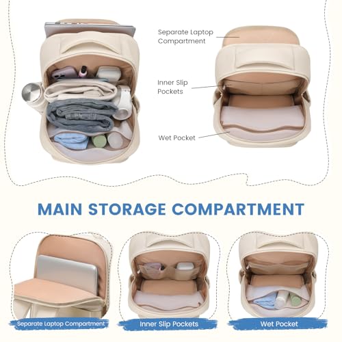 GOLF SUPAGS Lunch Backpack 16 Inch Laptop Backpack with Insulated Cooler Lunch Box Food Bag for College Work Camping Picnics (Apricot) - color: Apricot