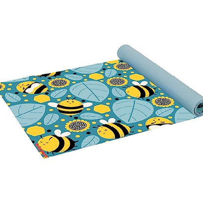 Antsy Pants Yoga Mat for Stretching and Yoga - color: Yellow Bumble Bees