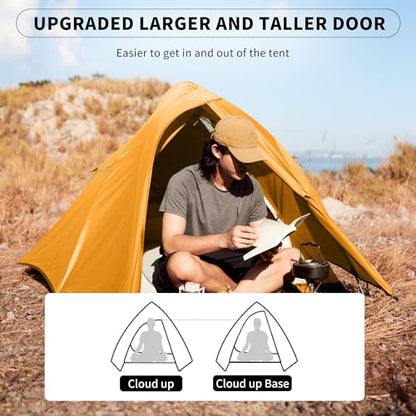 Naturehike Cloud Up 1 Person Tent, Lightweight Backpacking Tents for One Man, Waterproof Ultralight One Person Tent for Camping Hiking Backpacking - color: Bright Orange