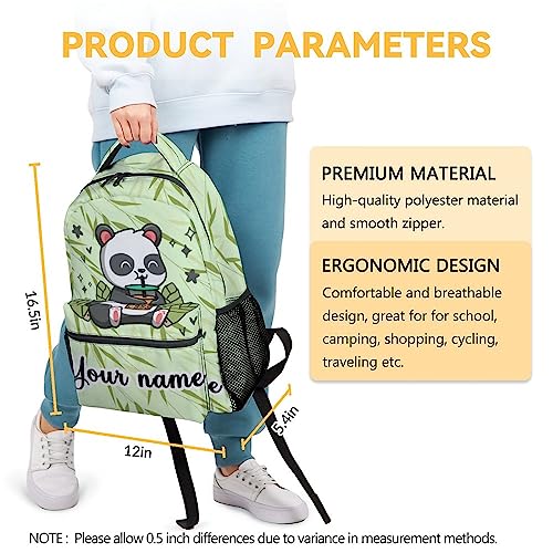 Personalized Panda Backpack for Girls Boys, 16 Inch Panda Theme Bookbag with Adjustable Straps, Durable, Lightweight, School Bag with Large Capacity - color: Panda1-1
