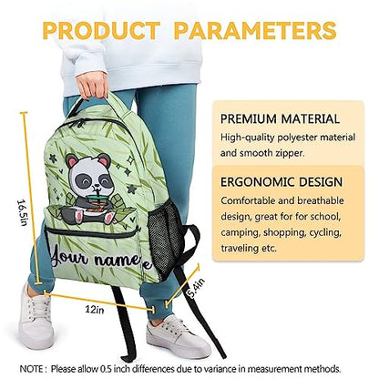 Personalized Panda Backpack for Girls Boys, 16 Inch Panda Theme Bookbag with Adjustable Straps, Durable, Lightweight, School Bag with Large Capacity - color: Panda1-1