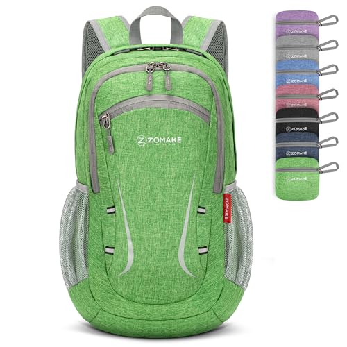 ZOMAKE Ultra Lightweight Packable Backpack 20L,Small Foldable Backpacks Hiking Water Resistant Collapsible Daypack for Women Men(Dark Green) - color: Dark Green, size: 20L