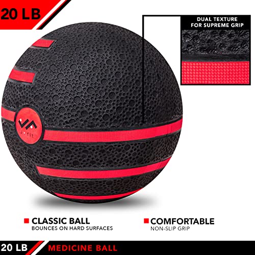 JFIT Dual Texture Medicine Ball – Weighted Exercise Ball for Strength, Core & Functional Fitness Training - style: 20lb