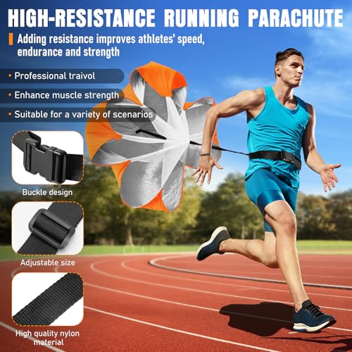 MUROZA Agility Ladder, Agility Speed Training Equipment Set, 20ft Speed Ladder, 12 Soccer Cones, 4 Hurdles, Jump Rope, Running Parachute, Soccer Football Basketball Training Equipment Accessories - color: Orange