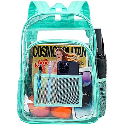 gxtvo Clear Backpack, Heavy Duty Transparent Bookbag, See Through Backpacks for Women Men | Heavy Duty - color: Green