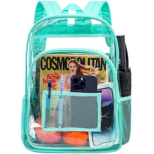 gxtvo Clear Backpack, Heavy Duty Transparent Bookbag, See Through Backpacks for Women Men | Heavy Duty - color: Green