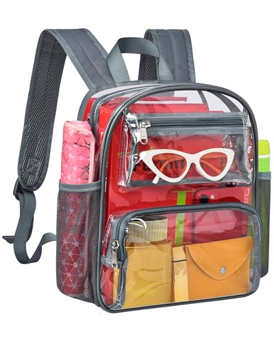 MAY TREE Clear Backpack Stadium Approved for Women and Men, Clear Bag for Stadium Events Concert Sporting Festival, Grey - color: Grey-1, style: 2 Front Pocket-1