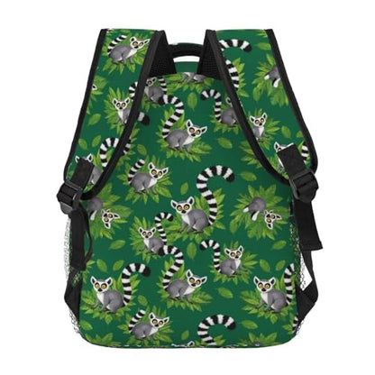 Casual Backpack Lemurs Monkey Tropical Green Leaves Floral, Lightweight Hiking Daypack with Water Bottle Holder for Travel - color: Pattern (229)