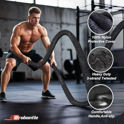 Battle Rope 1/1.26/1.5/2 Inch Diameter,Pink 30FT/40FT/50FT Exercise Workout Ropes for Home Gym Heavy Weighted Training Rope for Working Out - style: 1.5 inch 50ft