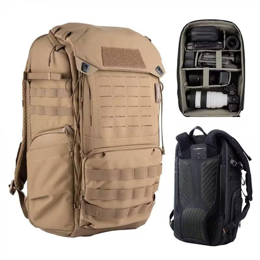 PGYTECH OneMo TAC 25L Tactical Camera Backpack, Waterproof DSLR/SLR/Mirrorless Photography Camera Bag with 15.6" Laptop Sleeve, Tripod Holder & Rain Cover (Wolf Brown) - color: Wolf Brown, size: 25L