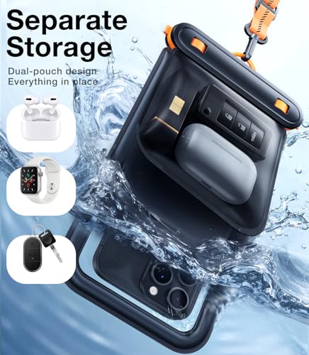 TORRAS IP68 Waterproof Phone Pouch Double Space, Floating Waterproof Phone Case with Lanyard for iPhone 17 Pro Max 16 15 14 S26 S25, Phone Dry Bag Vacation Cruise Ship Travel Essentials 7.0'', Black - color: Black