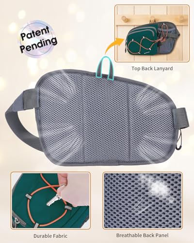 sportsnew Hydration Waist Pack with Water Bottle Holder, 2L Large Fanny Pack for Running Hiking Dog Walking, Water-Resistant Crossbody Waist Bag for Men Women, Patent Pending - style: Dark Green