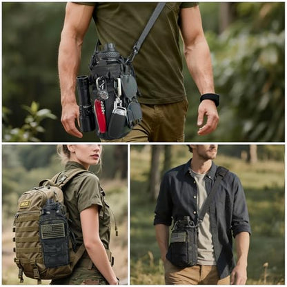 Water Bottle Holder with Strap - Tactical Insulated Water Bottle Sleeve with MOLLE System Water Bottle Cover Cross-Body Pouch for Walking Hiking Camping Gym 32oz&40oz - color: Black Camo