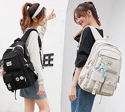 Makukke School Backpacks for Teen Girls - Laptop Backpacks 15.6 Inch College Cute Bookbag Anti Theft Women Casual Daypack,Black - color: Black
