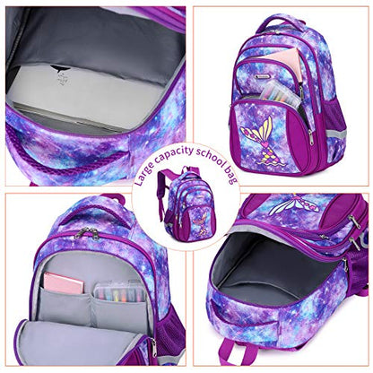 Cusangel Backpack for Girls Boys School Bookbags Kindergarten Elementary Lightweight Waterproof Multifunctional Large Capacity for Backpack (16 inch Fun Prints) - color: Purple Mermaid 16in