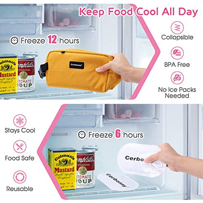 Cerbonny Freezable Lunch Bag,Mini Lunch Bag,Built-In Ice Pack - color: Yellow