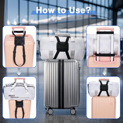 Chelmon Luggage Straps, Ajustable Elastic Bungee Belt for Suitcases, Add Extra Bag Easy and Securely for Travel (Black) - color: Black