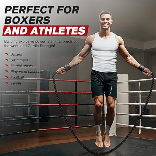 HPYGN Jump Rope, Weighted Jump Rope for Men women, 2.8lb 3.8lb 5lb Heavy Skipping Rope for Exercise, Adult Jumpropes for Home Workout, Improve Strength and Building Muscle,Total Body Workout Equipment - style: 5lb
