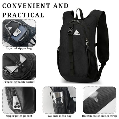 15L Small Hiking Backpack Foldable Ultralight Trekking Camping Outdoors Backpack for Women Men (black) - color: Black
