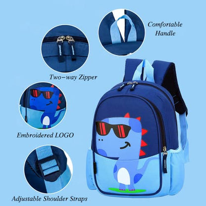 13 inch Kids Toddler Preschool Travel Backpack Kindergarten Cool Cute Cartoon Schoolbag Bookbag For Girls Boys Ages 3-5 Use - color: Dinosaur Blue, size: Medium
