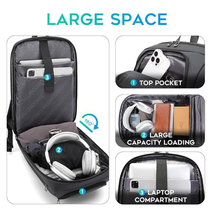 FUTURE AESTHEICS Business Laptop Backpack for Men,Women，15.6 Inch Water Resistant Travel smart Laptop Backpack Carry On Backpack with USB Charging Port，Large Business Work Durable Computer Bag, Grey - color: Grey