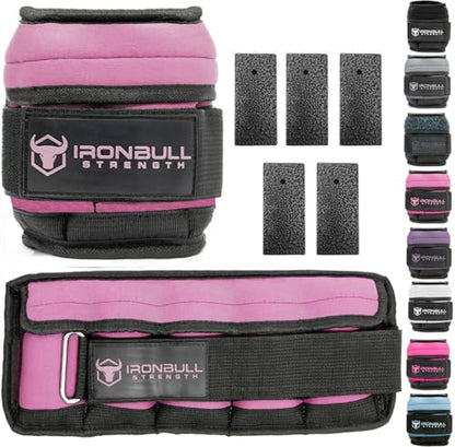 Adjustable Ankle Weights (10lbs/Pair) - Weighted Ankle Weight for Walking, Gym and Exercise - 2, 4, 6, 8, 10 LB Leg Weight Set with Straps for Women and Men - 1-5 lbs Each Ankle Adjustable for Weight Lifting - color: Pink