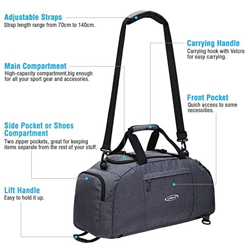 G4Free 40L 3-Way Duffle Bag Backpack Gym Bag for Men Women Sports Duffel Bag with Shoe Compartment Travel Backpack Luggage - color: Snow Ni-Grey