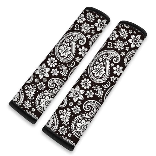 2Pcs Soft Auto Seat Belt Cover Pads, Paisley Boho Car Seatbelt Shoulder Cushion for Comfortable Driving, Compatible with All Cars' Seatbelt and Backpack Straps 11x2.4inch - color: Paisley