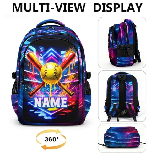 Kids Backpack for Boys Personalized School Backpacks for Softball Lovers, Lightweight Casual Bookbag for Kindergarten Primary Elementary Middle - color: Yellow