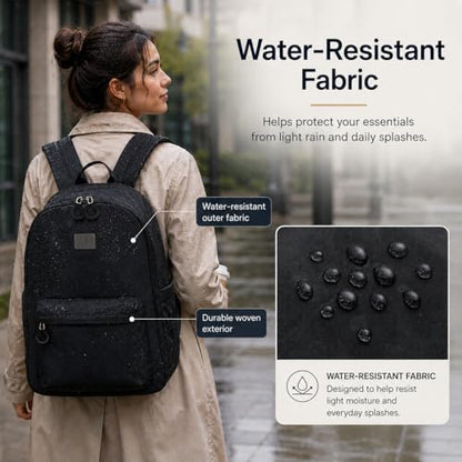 Hanke Expandable Laptop Backpack for Women and Men, 24L-30L Travel Backpack, 15.6 Inch College Laptop Bookbag for Work, Water Resistant Carry On Personal Item Bag, Khaki - color: Khaki
