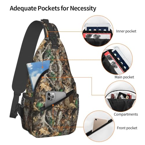 Camouflage Leaves And Deer Outdoor Crossbody Shoulder Bag For Unisex Young Adult Hiking Bicycling - color: Yellow2