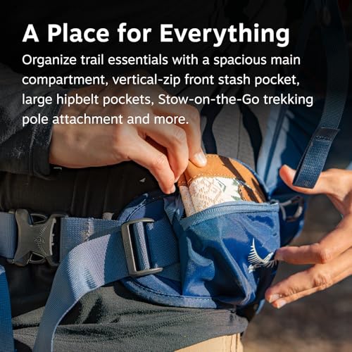 Osprey Stratos 24L Men's Hiking Backpack - Adjustable Daypack with Waterproof Raincover & Bottle Pockets, Nirvana Blue - color: Nirvana Blue, style: 24l