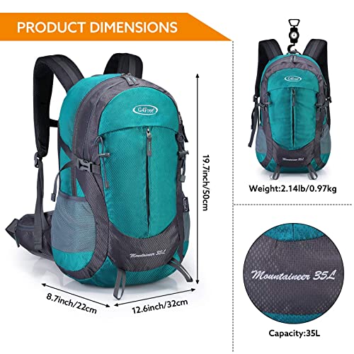 G4Free 35L Hiking Backpack Water Resistant Outdoor Sports Travel Daypack Lightweight with Rain Cover for Women Men (Peacock Green) - color: Peacock Green