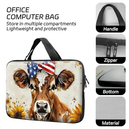 14 15 15.4 15.6 inch Laptop Handle Bag Computer Bag, Pouch Holder Notebook Sleeve Cover Soft Case Compatible for Dell,Lenovo,Toshiba HP, Asus Notebook-Cute Cow - color: Cute Cow