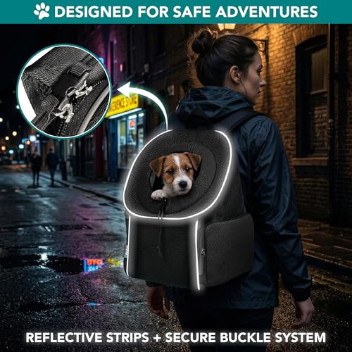 PetAmi Dog Carrier Backpack, Hands Free Front Pet Carrier, 10 lbs, Black - color: Black, size: 15.5"L x 9.0"W x 15.5"H