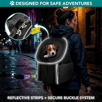 PetAmi Dog Carrier Backpack, Hands Free Front Pet Carrier, 10 lbs, Black - color: Black, size: 15.5"L x 9.0"W x 15.5"H