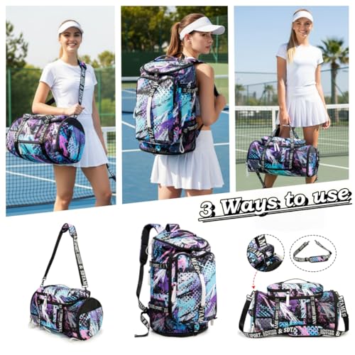 Gym Duffle Bag Backpack with Shoe Compartment,4 ways Travel Backpack for Women and Men,Multi-Functional Weekender bag with Waterproof Layer&Laptop Compartment for Fitness, Travel,Camping - color: Multicolor