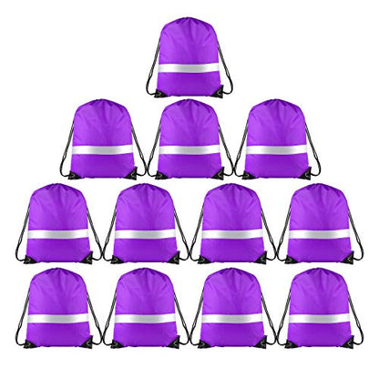 KUUQA 12 Pcs Drawstring Backpack Bag Bulk Purple - color: Purple