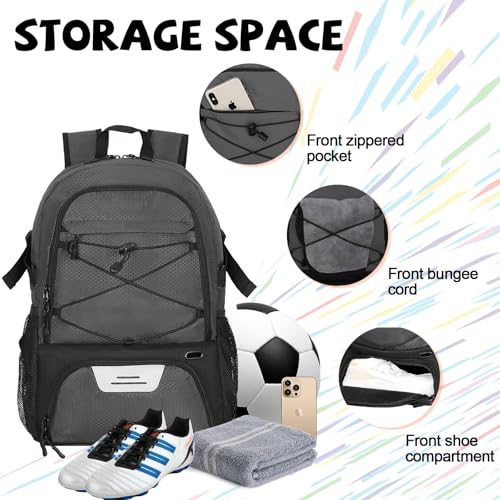 Goloni 35L Basketball Bag,Basketball Backpack with Shoe and Ball Compartment,Backpack for Soccer, Volleyball - color: dark grey