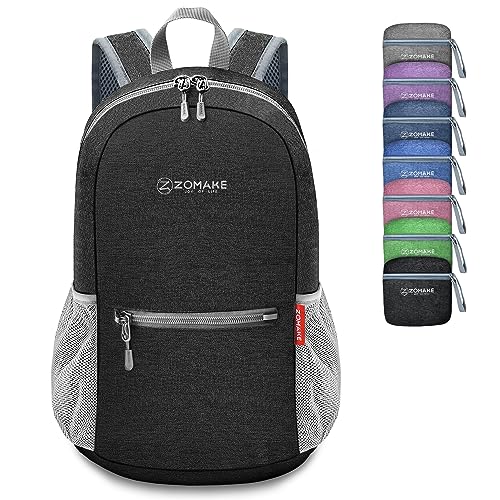 ZOMAKE 10L Lightweight Packable Hiking Backpack, Small Travel Hiking Daypack for Women Men Tear Resistant Foldable Day Pack for Camping Outdoor Sports(Black) - color: Black