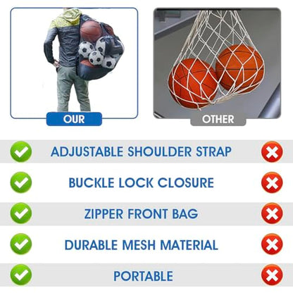 2 Pack Heavy Duty Soccer Ball Bag,Volleyball Ball Bag with Adjustable Strap,soccer Ball Bags for Coaches, Mesh Ball Bag for Holding Basketball, Volleyball, Baseball, Swimming Gear - color: Black-L
