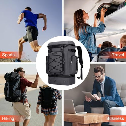WITZMAN Travel Backpack for Men Women Carry on Bags for Airline Approved Convertible Duffle Luggage Backpack Shoe Compartment（B691 Silvery Grey） - color: Silvery Grey