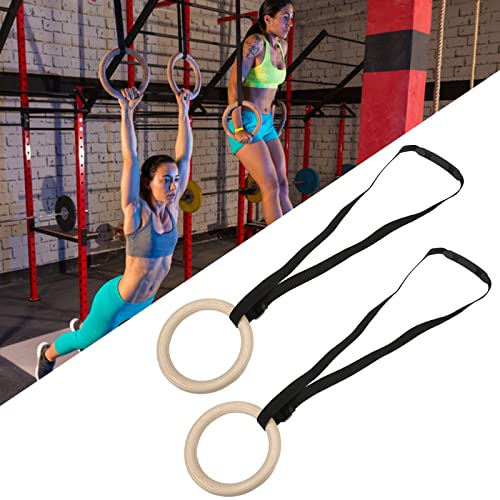 Luocute Gymnastic Rings, Wooden Gym Rings with Adjustable Buckle Straps 330lbs Capacity, for Home Gym Full Body Workout and Fitness Training