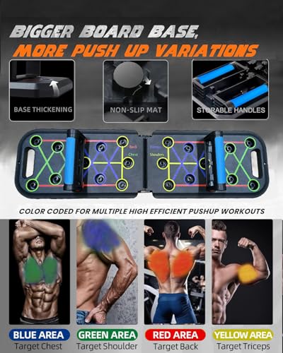 12-In-1 Push Up Board,Portable Pushup Bars for Men, Muscle Max Press Up Boards,Foldable Gym Home Exercise Board,Multi-function Push-Up Stand,Home Workout Equipment with Resistance Bands