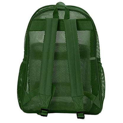 K-Cliffs Heavy Duty Mesh Backpack Quality Classic Student Net Bookbag Durable See Through Simple Netting Daypack Deluxe Basic School Bag Green - color: Green