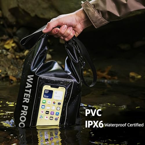 Waterproof Dry Bag, 2L Roll Top Waterproof Pool Bag IPX8 with Crossbody Strap, Phone Pouch Water Protector for Cruise Camp Swim Beach Fish Travel Essentials, Boat & Kayak Accessories (Black) - color: Black dry bag 2L